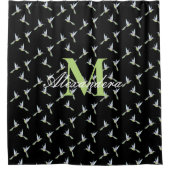 Monogram Moderne Schwarz-weiße Gold Elegante Strei Duschvorhang (Vorderseite)