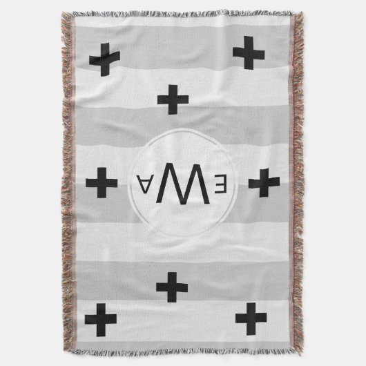 Monogram - Moderne skandinavische Graustreifen Decke (Vorderseite Vertikal)