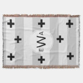 Monogram - Moderne skandinavische Graustreifen Decke (Vorderseite)
