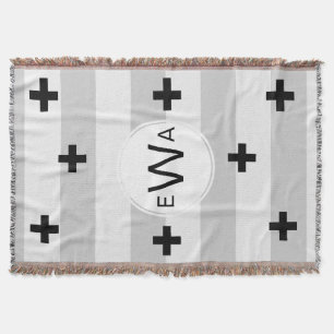 Monogram - Moderne skandinavische Graustreifen Decke