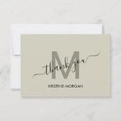 Monogram moderne Skript danke Karte (Vorderseite)