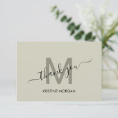 Monogram moderne Skript danke Karte (Stehend Vorderseite)