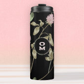 Monogram, moderne Wildblume Schwarze Rose Klemme Thermosbecher