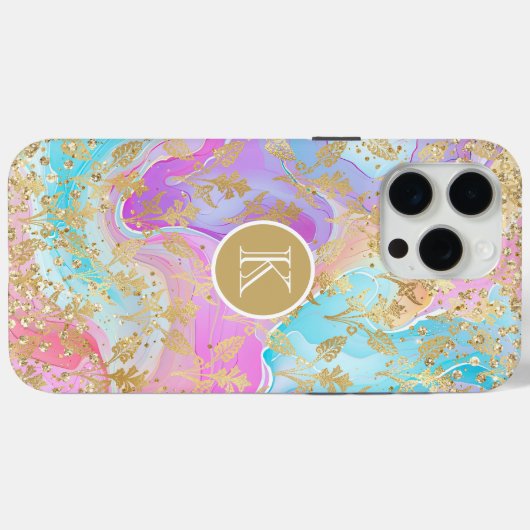 Monogram Moderner Abstrakter Glitzer Personalisier Case-Mate iPhone Hülle (Rückseite (Horizontal))