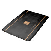 Monogram, moderner Glitzer, schwarz und gold Badematte (Schrägansicht)