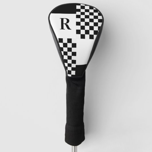 Monogram Moderner Karo Schwarz/Weiß Golf Headcover (Vorderseite)
