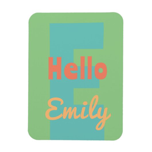 Monogram, moderner Pfefferminzkorallenpfirsich Magnet (Vertikal)