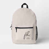 Monogram Modernes Chic Blush Pink Mit Monogramm Bedruckter Rucksack (Vorderseite)