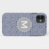 Monogram Modernes dunkelblaues griechisches Schlüs Case-Mate iPhone Hülle (Rückseite (Horizontal))