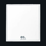 Monogram Modernes Elegantes Minimal Blau und Weiß Notizblock<br><div class="desc">Monogram Modern Elegant Minimal Blue und White Notepad</div>