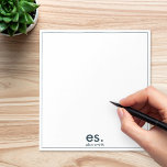 Monogram Modernes Elegantes Minimal Blau und Weiß Notizblock<br><div class="desc">Monogram Modern Elegant Minimal Blue und White Notepad</div>