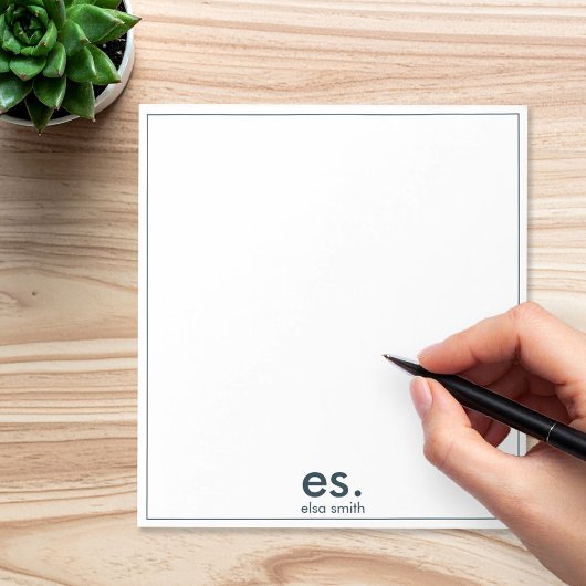 Monogram Modernes Elegantes Minimal Blau und Weiß Notizblock