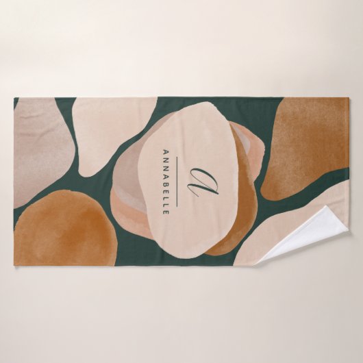 Monogram modernes Rostgrün abstrakt stilvoll elega Badehandtuch (Badehandtuch)