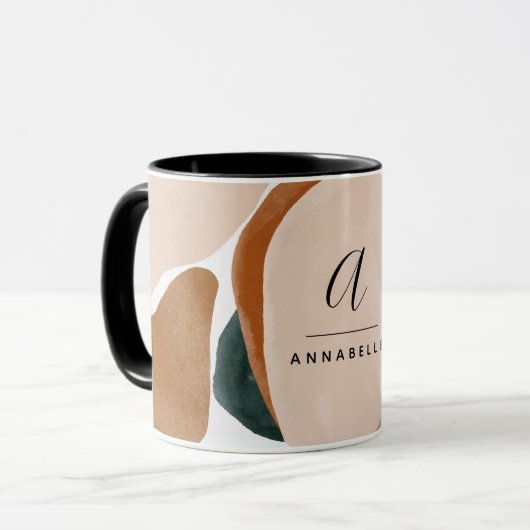 Monogram modernes Rostgrün abstrakt stylisch Tasse (Vorderseite Links)