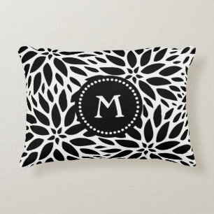 Monogram Modernes Schwarz/Weiß Dahlia Akzent Kisse Zierkissen