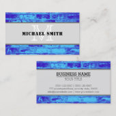 Monogram Modernes Vintag Blue Background Visitenkarte (Vorne/Hinten)