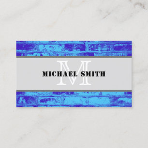 Monogram Modernes Vintag Blue Background Visitenkarte