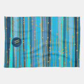 Monogram Monochrome Blue Wave Strive Imitats Gold  Geschirrtuch (Horizontal)