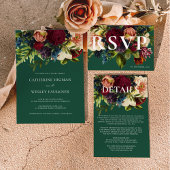 Monogram Moody Burgundy Emerald Green Wedding Einladungsbanderole