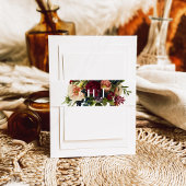 Monogram Moody Burgundy Juwel Floral Wedding Einladungsbanderole