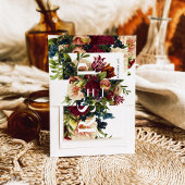 Monogram Moody Burgundy Juwel Floral Wedding Einladungsbanderole