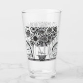 Monogram Mother Day Floral Art Glass Tumbler (Vorderseite)