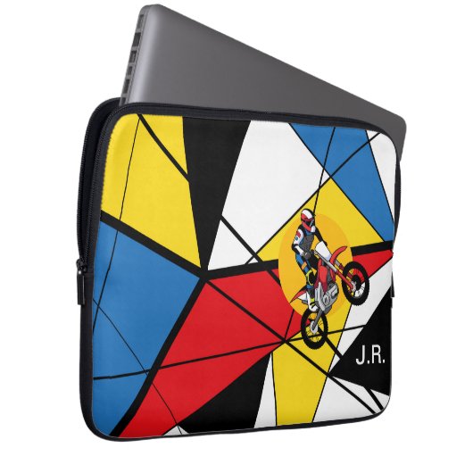 Monogram Motorrad Abstrakt Laptopschutzhülle (Vorne Rechts)