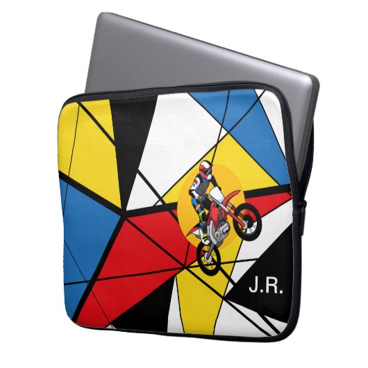 Monogram Motorrad Abstrakt Laptopschutzhülle (Vorderseite Links)