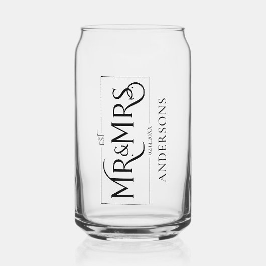 Monogram Mr. & Mrs Familienname Neu verheiratete P Dosenglas (Vorderseite)