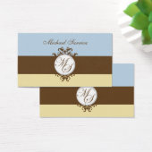 Monogram MS Brown Damask Blue Cream Geschenk Tag (Schreibtisch)