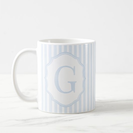 Monogram Mug Letter G, Blue Striped Kaffeetasse (Links)