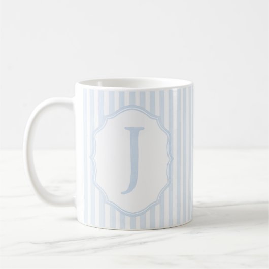 Monogram Mug Letter J, Blue Striped Kaffeetasse (Links)