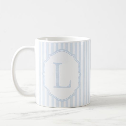 Monogram Mug Letter L, Blue Striped Kaffeetasse (Links)