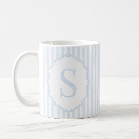 Monogram Mug Letter S, Blue Striped Kaffeetasse (Links)