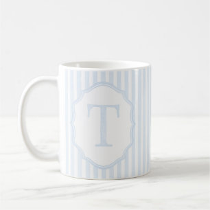 Monogram Mug Letter T, Blue Striped Kaffeetasse