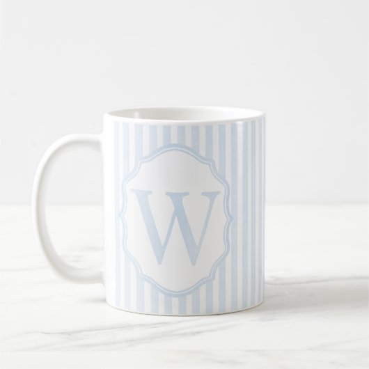 Monogram Mug Letter W, Blue Striped Kaffeetasse (Links)