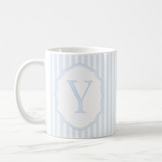 Monogram Mug Letter Y, Blue Striped Kaffeetasse (Links)