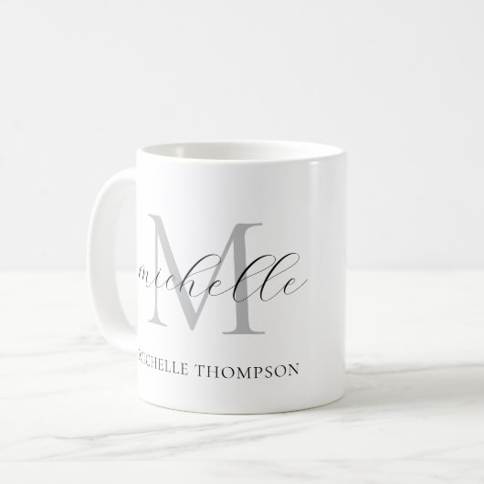 Monogram Mug with Initial and Name, Simple  Kaffeetasse (Vorderseite Links)