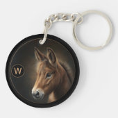 Monogram Mule Equine-Portrait-Vorlage Schlüsselanhänger (Rückseite)