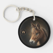 Monogram Mule Equine-Portrait-Vorlage Schlüsselanhänger (Vorderseite)