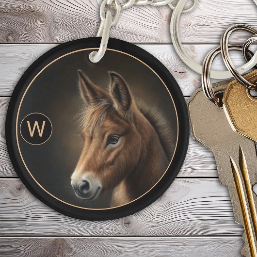 Monogram Mule Equine-Portrait-Vorlage Schlüsselanhänger