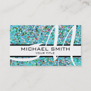 Monogram Multicolor Modern Grit Glitter #7 Visitenkarte