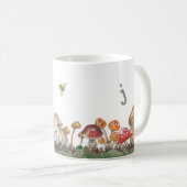 Monogram Mushroom Art Fall Nature Tan Sage Rustic Kaffeetasse (VorderseiteRechts)