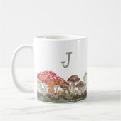Monogram Mushroom Art Fall Nature Tan Sage Rustic Kaffeetasse (Links)
