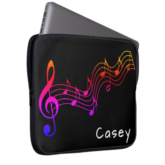 Monogram Music Colorful Black Simple Laptopschutzhülle (Vorne Rechts)