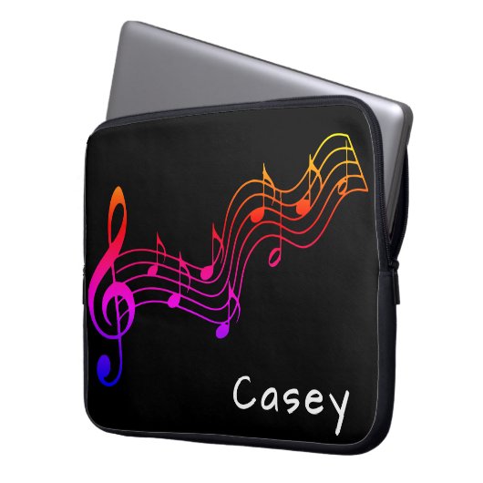 Monogram Music Colorful Black Simple Laptopschutzhülle (Vorderseite Links)