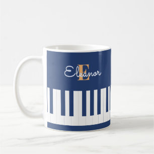 Monogram Musical Keyboard Music Blue Piano Keys Kaffeetasse