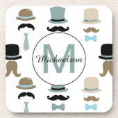 Monogram Mustache and Hat Pattern Getränkeuntersetzer (Vorderseite)