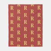 Monogram Muster Brown Gold Fleecedecke (Vorderseite)