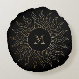 Monogram My Sun and Moon Celestial Gold Black Rundes Kissen